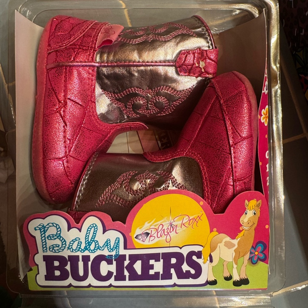 Baby buckers pink boots